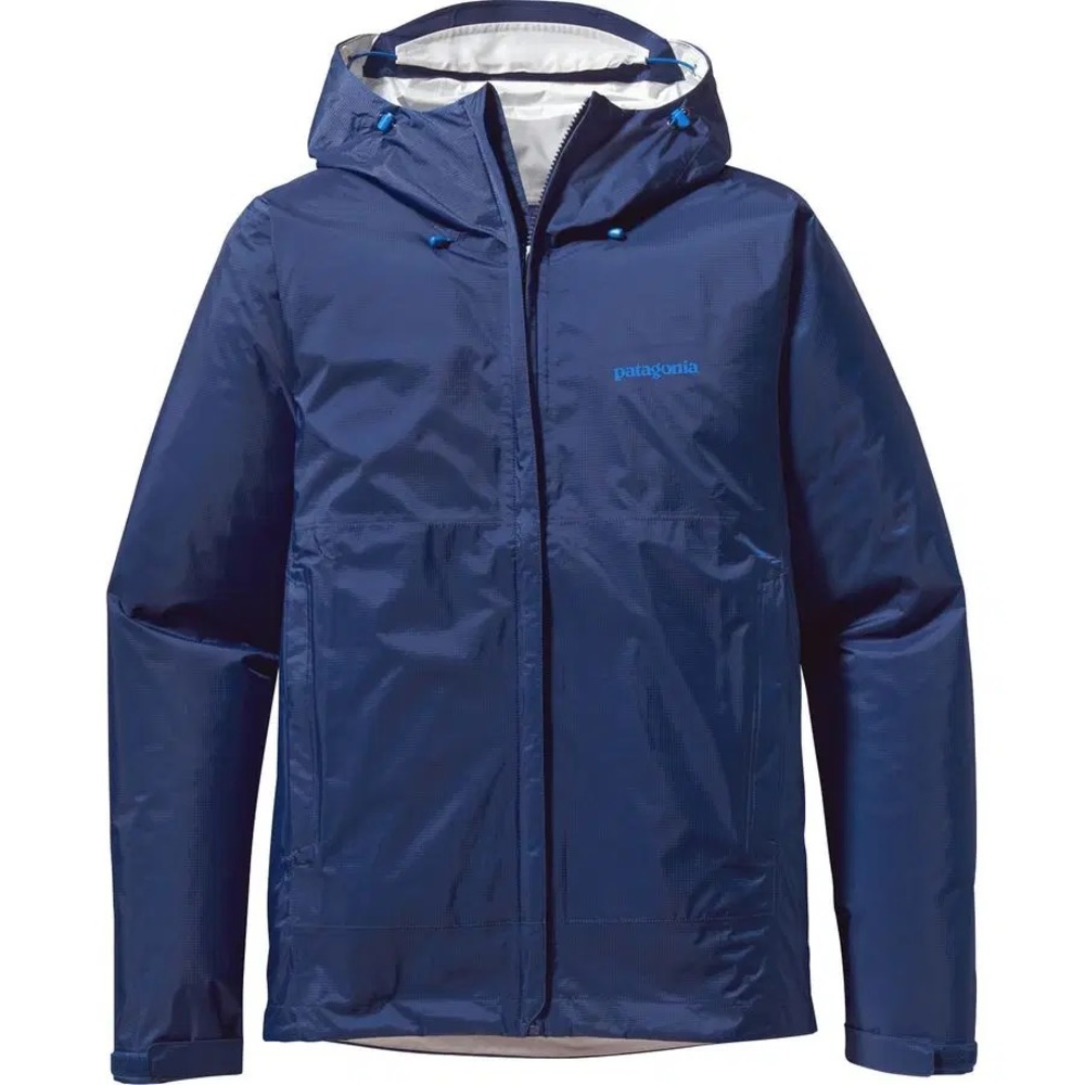 Men’s blue Patagonia rain jacket